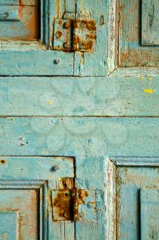 piece of colorated green wood as a window door in lanzarote spain