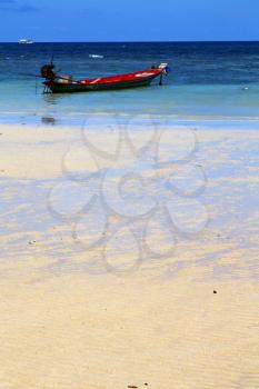 asia in the  kho tao bay isle white  beach    rocks house boat   thailand  and south china sea anchor