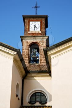 mozzate   old abstract in  italy   the   wall  and church tower bell sunny day 