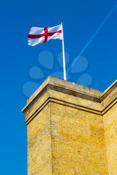     english flag in the wall and sky