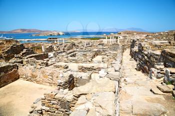 in delos greece the historycal acropolis and    old ruin site