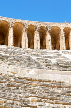 in   turkey     europe      aspendos the old theatre abstract texture    of step and gray