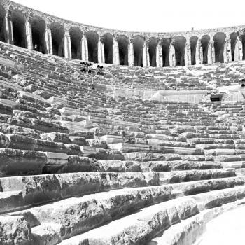in   turkey     europe      aspendos the old theatre abstract texture    of step and gray