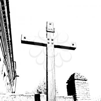 wall abstract     cross in      italy europe and the sky background