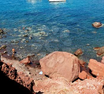 in santorini  greece europe water    and mediterranean coastline sea red beach 
