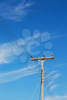  in the cloudy  sky and abstract background current pole     electricity line