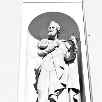 marble   in old historical construction italy europe milan and statue