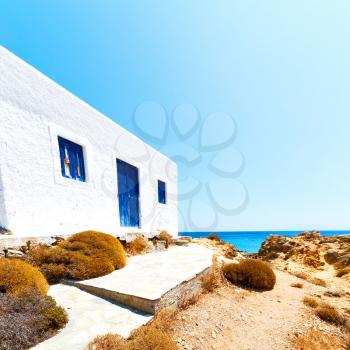 in      greece  the mykonos island rock sea and beach    sky