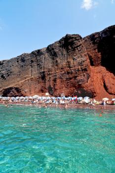 in santorini greece europe water    and mediterranean coastline sea red beach 