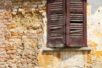 san macario window  varese italy abstract      wood venetian blind in the concrete  brick