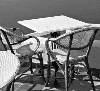 the table       in santorini europe           greece old restaurant chair    and summer