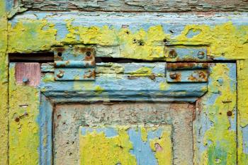  piece of colorated green wood as a window door in lanzarote spain