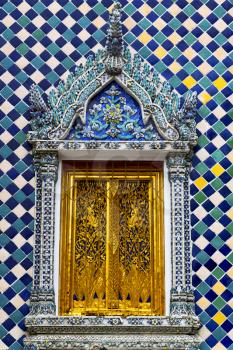 thailand abstract cross colors gold ceramics window wat  palaces in the temple  bangkok  asia  