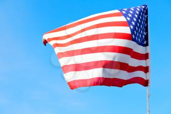 waving flag in the blue sky  usa   colour and wave
