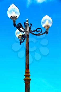 bangkok thailand street lamp in the sky   palaces  temple   abstract  sunny day    