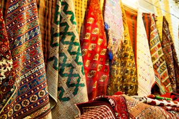 in iran scarf in a market texture abstract of colors and bazaar accessory 