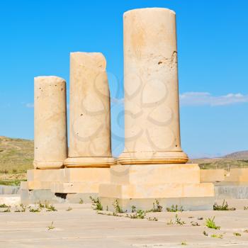  in iran   pasargad the old construction  temple and grave column blur
