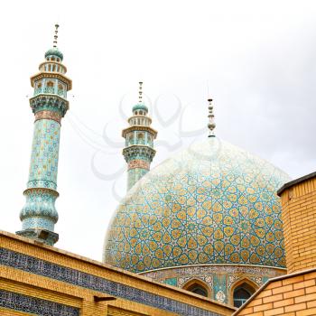 blur in iran  and old antique mosque    minaret religion  persian architecture
