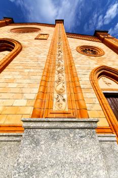 lombardy    in  the  villa cortese  old   church  closed brick tower sidewalk italy