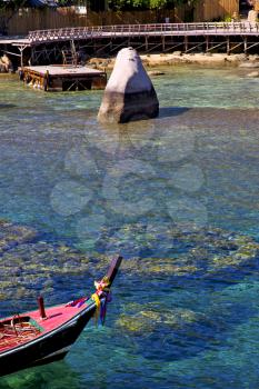  blue lagoon  stone in thailand kho tao bay abstract of a  water   south china sea