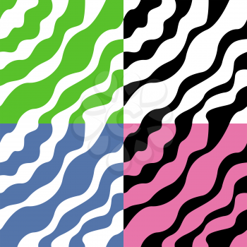 Four seamless vector patterns of colored wavy lines