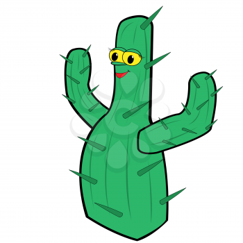 Cactus isolated on white background. Hand drawing cartoon vector illustration