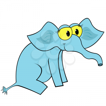 Elephant isolated on white background. Hand drawing cartoon vector illustration