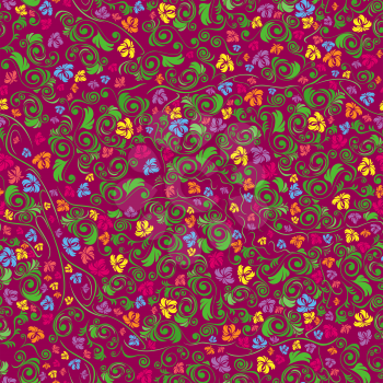 Colorful floral seamless pattern, hand drawing vector illustration