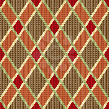 Rhombic seamless red and brown vector pattern as a tartan plaid