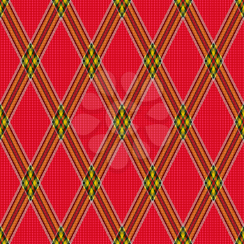Rhombic seamless red vector pattern as a tartan plaid