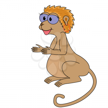 Monkey isolated on white background. Hand drawing cartoon vector illustration