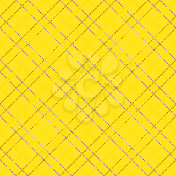 Yellow seamless mesh vector pattern with diagonal dashed lines