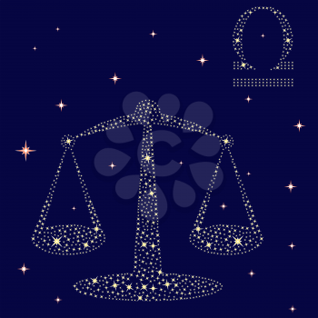 Zodiac sign Libra on a background of the starry sky, vector illustration