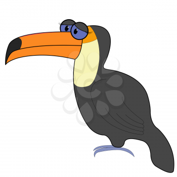 Toucan isolated on white background. Hand drawing cartoon toco vector illustration