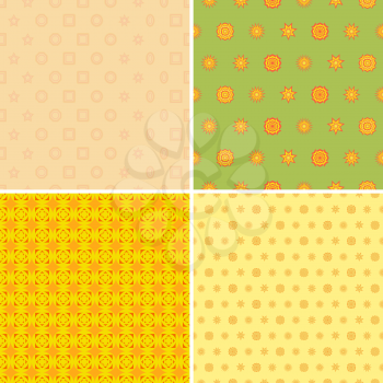 Four different seamless wallpaper pattern in one file collected. Colorful vector illustration