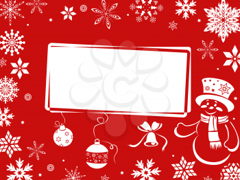Christmas greeting card performed in red shades, hand drawing vector illustration