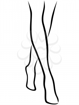 Abstract vector outline of the female walking barefoot