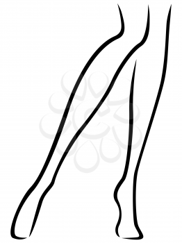 Abstract vector outline of the slender female barefoot feet