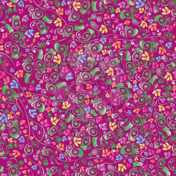 Color floral seamless pattern, hand drawing vector illustration