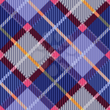 Diagonal seamless colorful checkered vector pattern as a tartan plaid