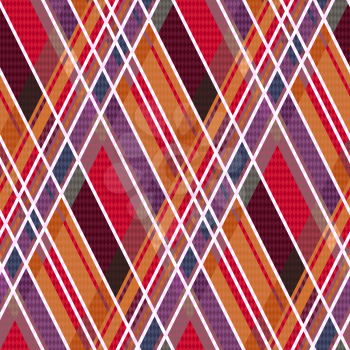 Rhombic seamless vector pattern as a tartan plaid in warm hues