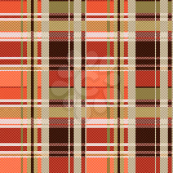 Rectangular seamless vector pattern as a tartan plaid mainly in brown colors