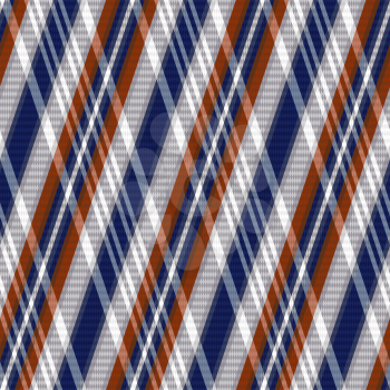 Rhombic seamless vector pattern as a tartan plaid mainly in blue, grey and brown colors