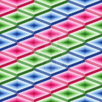 Seamless vector pattern of repetitive rhombic elements with blue, pink and green colors