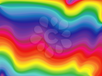 Abstract wavy rainbow, pattern with visible spectrum colors, hand drawing vector illustration