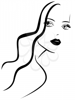 Beautiful stylish young woman, sketching vector illustration