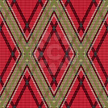 Rhombic seamless red and green vector pattern as a tartan plaid