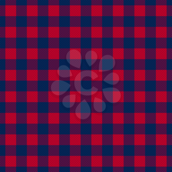 Rectangular seamless vector pattern as a tartan plaid mainly in red and dark hues of blue and violet