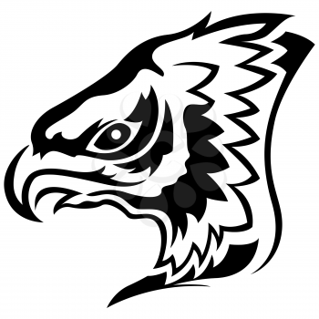 Head of menacing eagle, side view cartoon vector outline