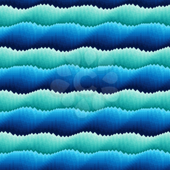 Abstract wavy horizontal stripes in blue and turquoise hues, seamless vector pattern